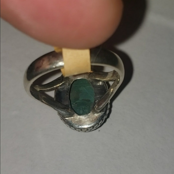 925 Malachite ring Sz. 9 - Picture 9 of 10